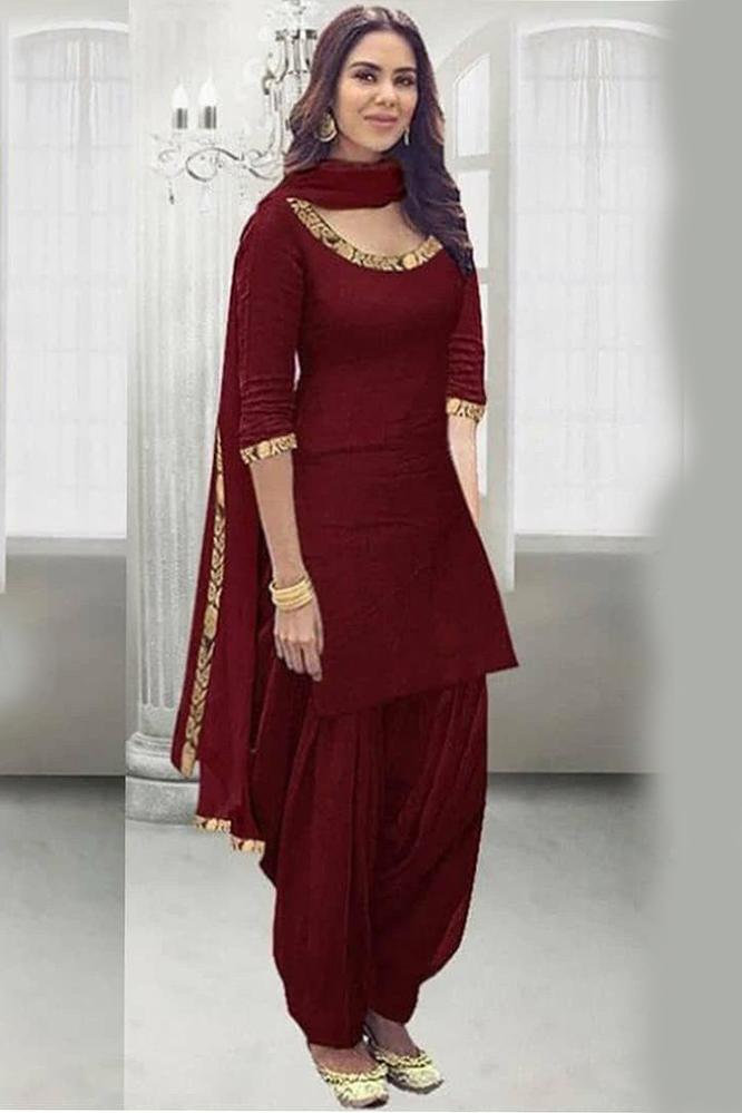 Buy AJAY TEXTILE patiyala dress for women/design patiyala dress/Kurta and  Dhoti Pant Set Viscose Rayon (Large, maroon) at Amazon.in