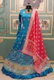 Beautiful Long Blue Color Printed Gown With Dupatta