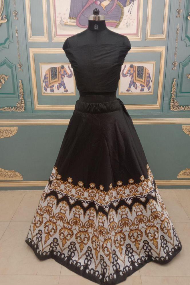 Beauteous Black Lehenga With Crop Top For Party Wear