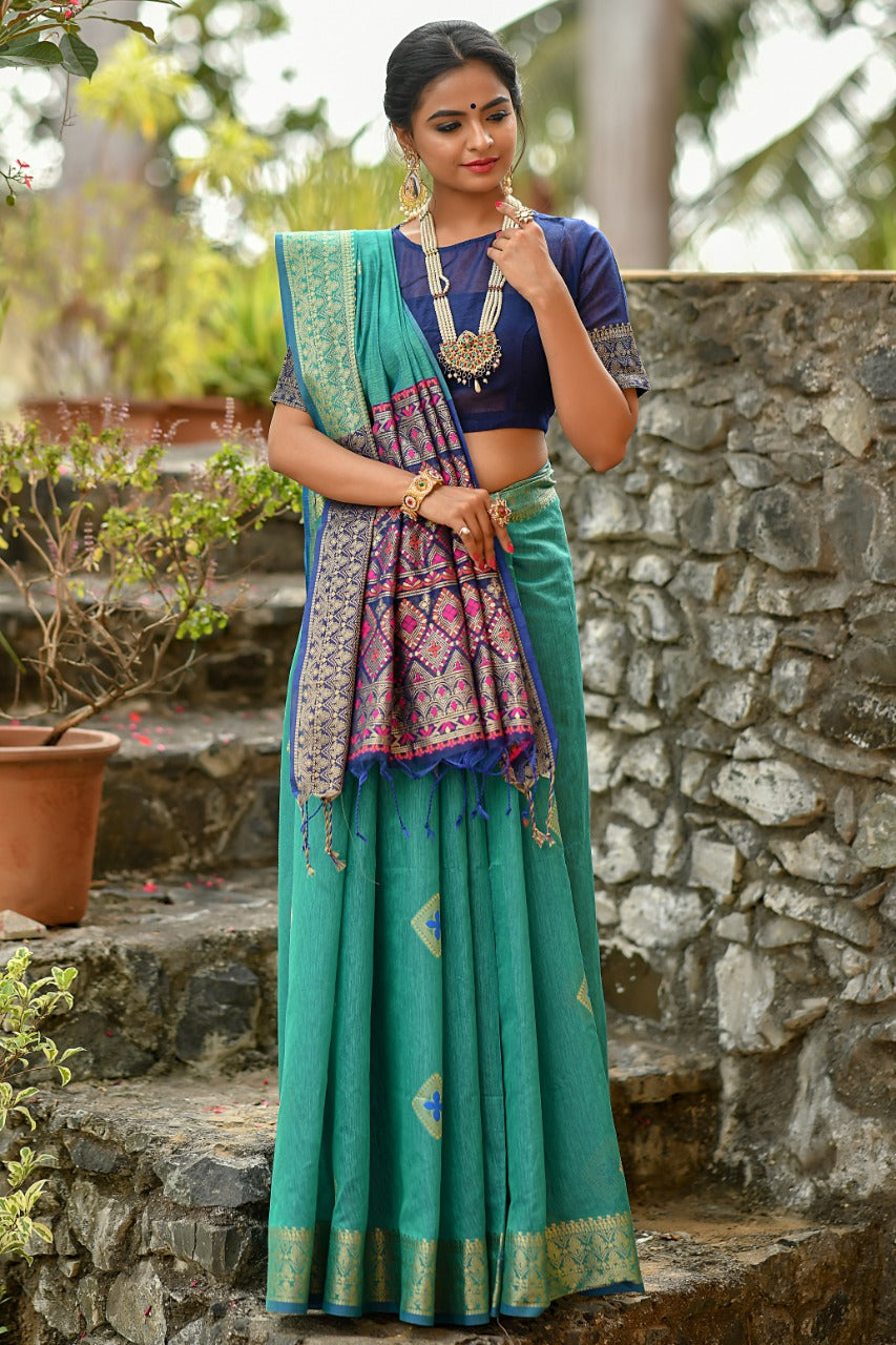 RAMA Designer Handloom Cotton Weaving Saree - Cygnus Fashion