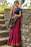 Purple Designer Handloom Cotton Weaving Saree - Cygnus Fashion