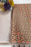 COFFE Pure Linen Jari Patta and Digital Print Saree with Blouse - Cygnus Fashion