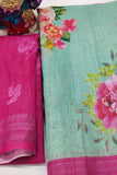 RAMA PURE LINEN JARI PATTA AND DIGITAL PRINT SAREE WITH BLOUSE - Cygnus Fashion