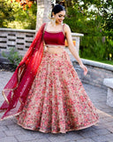 Amiable Light Pink Thread Work,Zari & Sequence Work Lehenga With Beautiful Choli And Net Dupatta