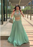 Aqua Heavy Kasturi Silk Foil Mirror Border Work Lehenga Choli