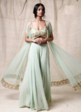 Aqua Sky Georgette Silk Lehenga Choli