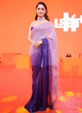 Royal Purple Party-Wear Georgette Saree With Sequins Work