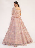 Light Pink Color Soft Net Base Stone And Sequins Work Lehenga