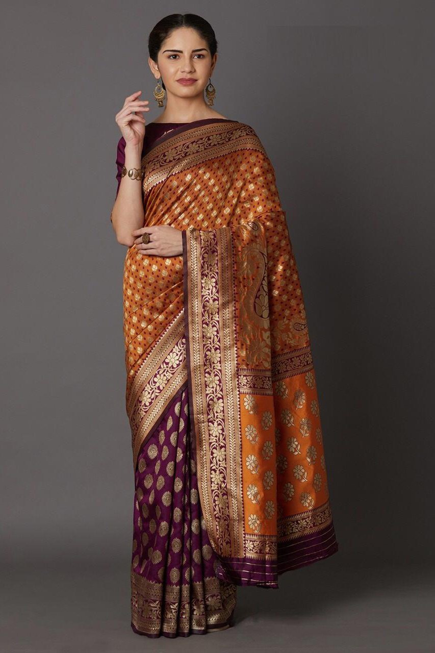 Banarasi Jacquard Silk Saree With Pure Jari Weaving For Party Wear