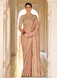 Mesmerizing Beige Color Party Wear Saree With Designer Blouse