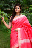 PINK BANGLORI RAW SILK WEAVING SAREE - Cygnus Fashion