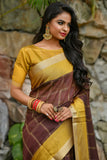 MUSTARD BANGLORI RAW SILK WEAVING SAREE - Cygnus Fashion