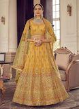 Yellow Color Organza Base Gota Work Lehenga With Net Dupatta