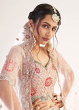 Peach Color Soft Net Base Resham Work Lehenga With Net Dupatta