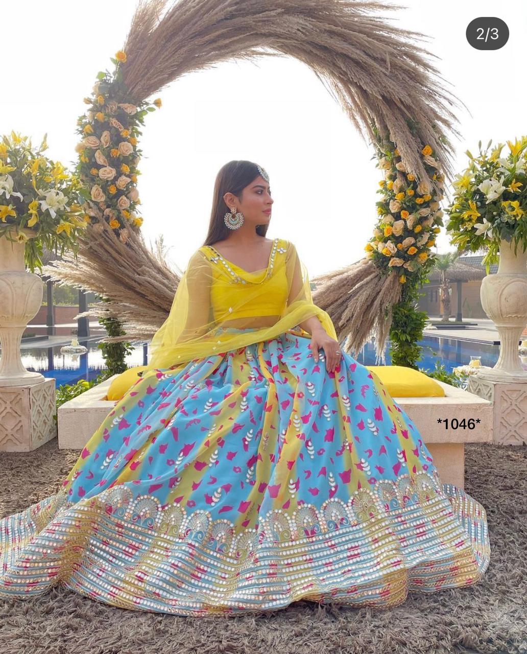 Yellow Festive Wear Floral Embroidery With Woven Silk Lehenga Choli