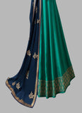 Indian Designer Turquoise Embroidered Long Silk Anarkali Gown