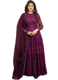 Stylish Purple Embroidered Floor Length Bollywood Anarkali Suit