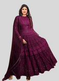 Stylish Purple Embroidered Floor Length Bollywood Anarkali Suit