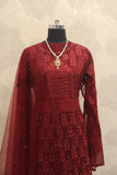 Designer Maroon Embroidered Floor Length Anarkali Suit