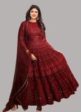 Designer Maroon Embroidered Floor Length Anarkali Suit