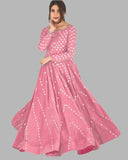 Designer Stylish Pink Mirror Work Georgette Anarkali Gown