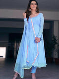 Sky Blue Georgette Anarkali Frock Suit