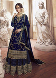 Fancy Navy Blue Heavy Georgette Sharara Suit