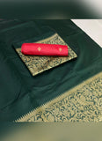 Exquisite Bottle Green Color Silk Base Banarasi Saree