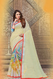 Casual Wear Digital Printed Saree With Zari Worked Border