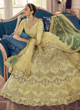 Lime Yellow Color Crepe Material Lehenga With Stone And Zari Work