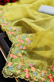 Delightful Organza Silk Saree Having Beautiful Thread Embroidery Work