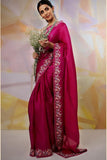 Organza Silk Saree With Multi Thread Embroidery Work