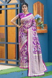 Purple Pure Banglori Raw Silk Weaving Saree - Cygnus Fashion