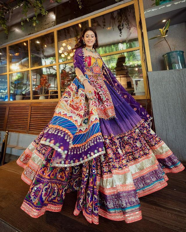 Multi Colour Mehndi Cotton Designer Lehenga Choli