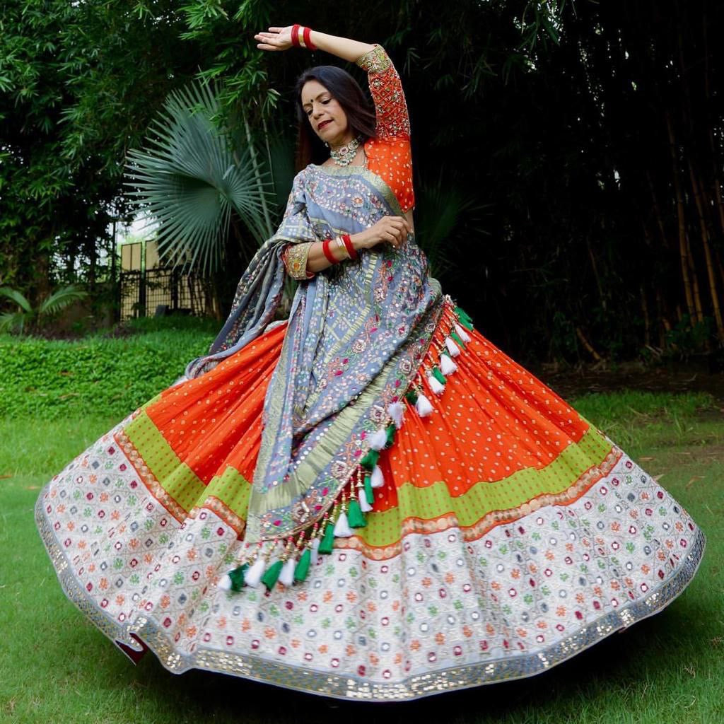 Smashing Orange Banarasi Silk Party Wear Designer Lehenga Choli at Rs 5195  | Bridal Lehenga Choli in Surat | ID: 22018507112
