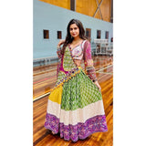 Patola Printed Rayon Lehenga in Multicolor