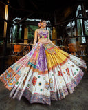 Adorable Navy Blue Color Organza Base Sequins Work Printed Lehenga