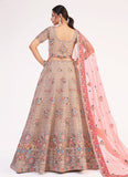 Beige Color Soft Net Fabric Heavy Work Lehenga With Net Dupatta