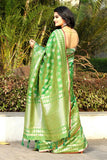 Gorgeous Green Colored Jacquard Saree For Women