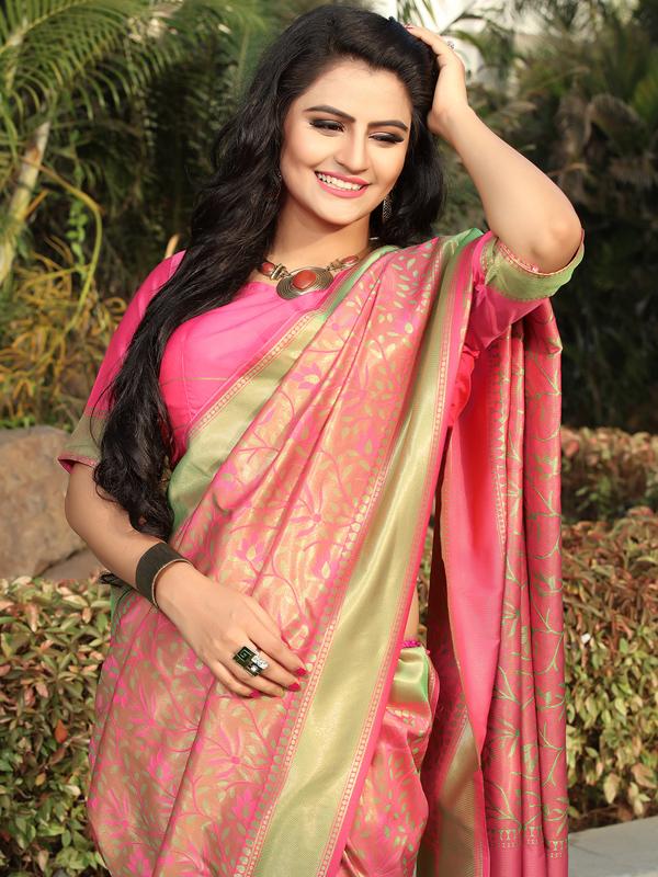 Party Wear Jacquard With Woven Design Saree