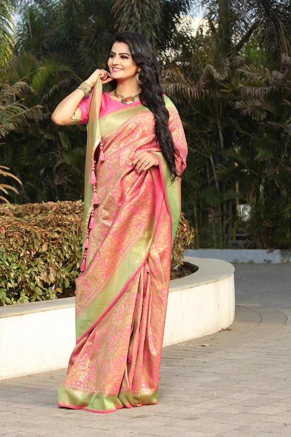 Party Wear Jacquard With Woven Design Saree
