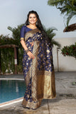 Jacquard Silk Saree With Heavy  Woven Design For Party Wear