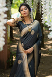 Grey Designer Banglori Raw Silk - Cygnus Fashion