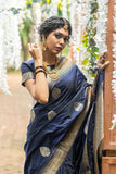 Blue Designer Banglori Raw Silk - Cygnus Fashion