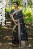 Grey Designer Banglori Raw Silk - Cygnus Fashion