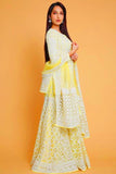 Bollywood Party Wear White Thread Work Georgette Yellow Salwar Suit