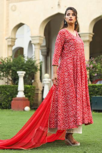 Bollywood Style Pink Anarkali Printed Suits