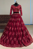 Maroon Wedding Wear Worked Lehenga Choli