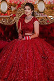 Designer Bridal Red Embroidered Lehenga Choli