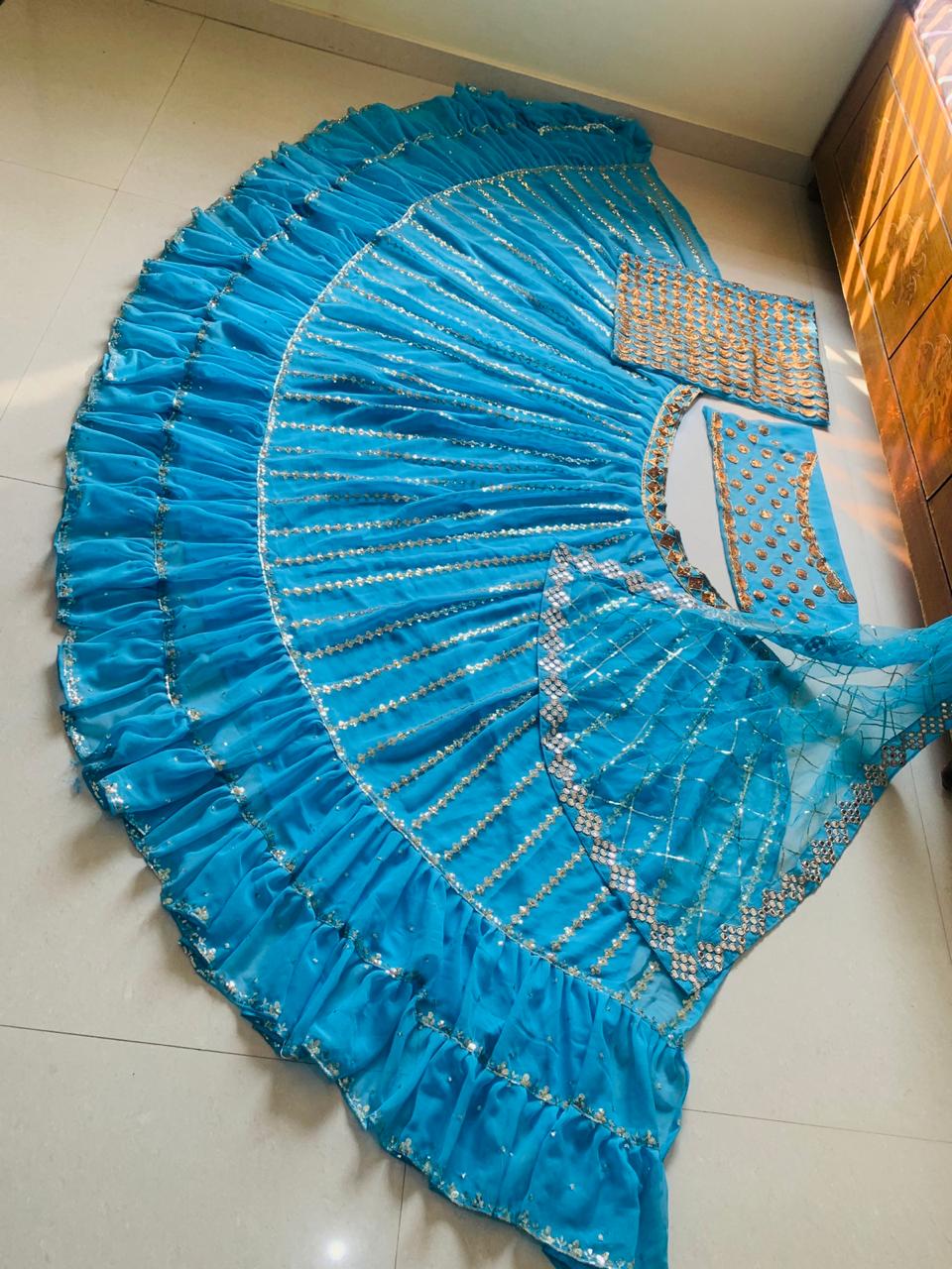 Blue Designer Georgette Heavy Embroidered Lehenga Choli